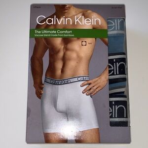 Calvin Klein Men’s Boxer Briefs - White Black & Blue (3-Pack)
